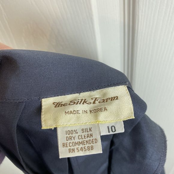 The Silk Farm Icinoo 10 100% Silk Gray Midi Skirt Pleated High Rise Vintage - Picture 3 of 4